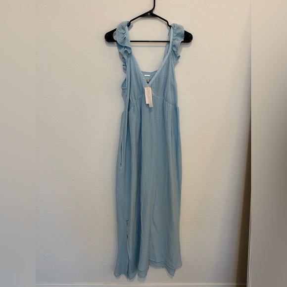 Magaschoni Dresses & Skirts - Magaschoni Cotton Gauzy Flutter Sleeve Maxi Dress Cypress Blue